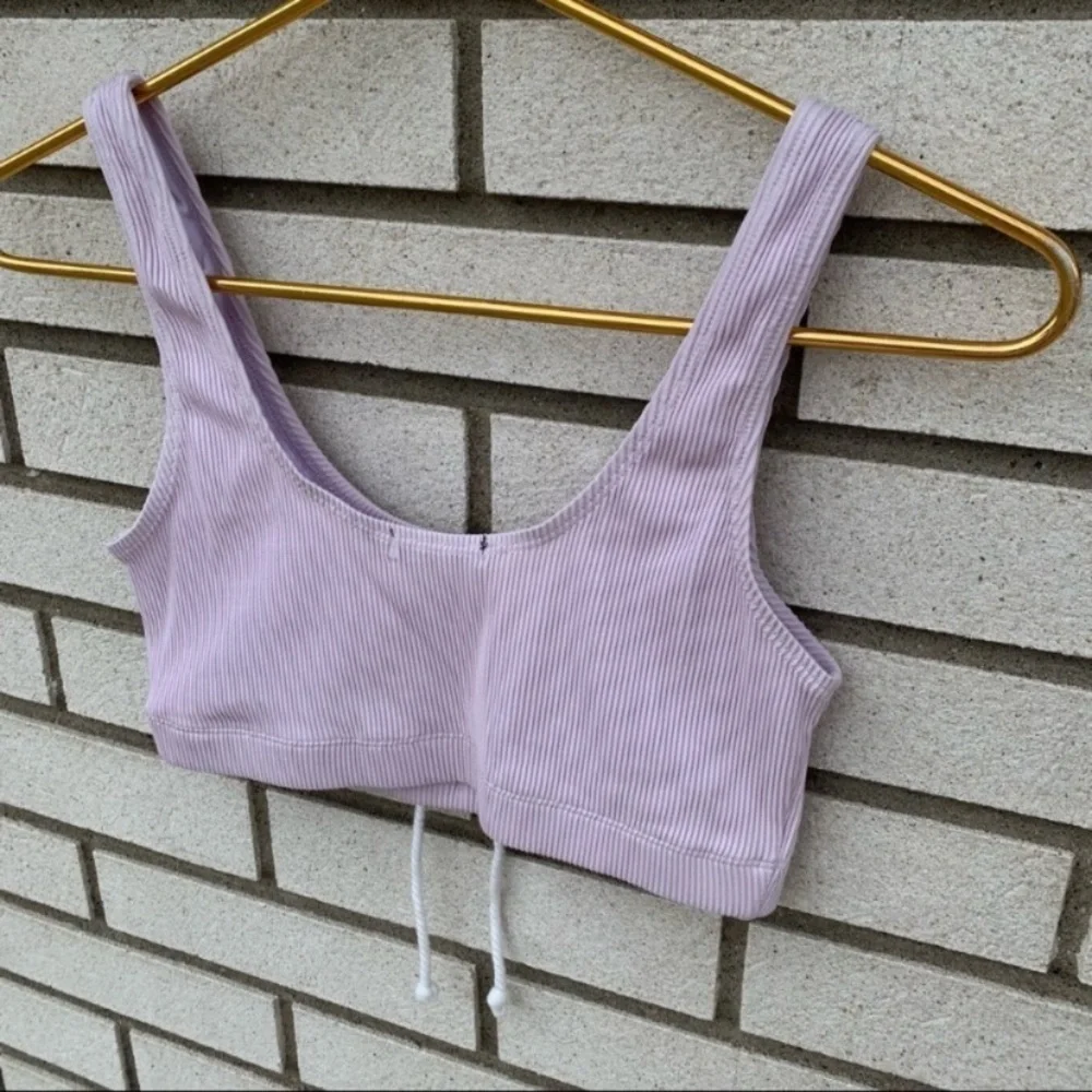 Nasty Gal Lavender Ribbed Two Piece Bikini Tank Top High Cut Bottoms 4 Y2K